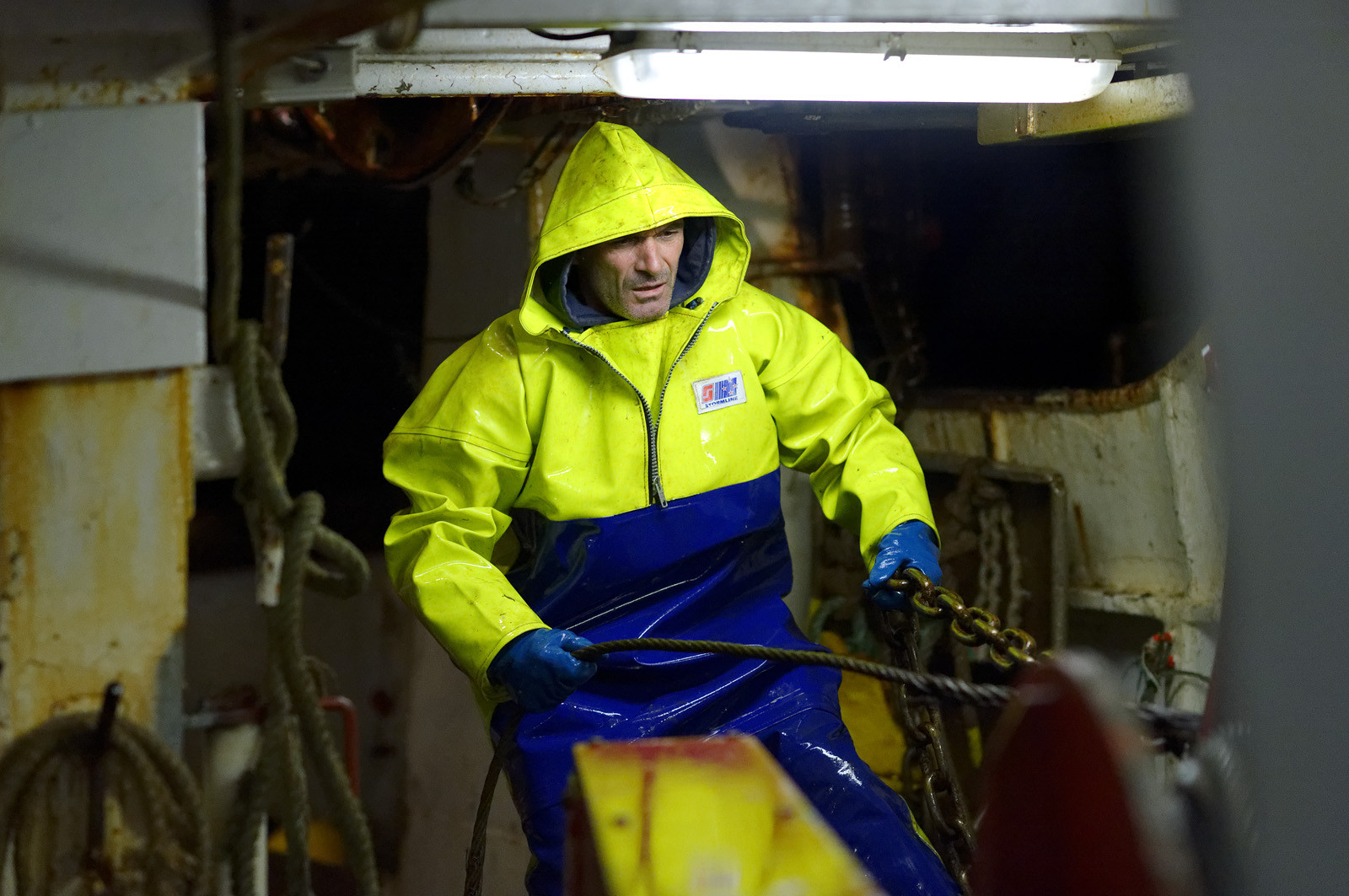 Ce reportage a été réalisé en janvier 2014 à bord du chalutier Marie-Catherine, appartenant à la SARL Armement Cherbourgeois créé en 1999 par Sophie et David LEROY. Cette marée de 7 jours fût assez mouvementée d'une part par la météo très capricieuse, mais également par la difficulté de réaliser les prises de vues. Une sélection de 20 photographies a été présentée lors de la 4ème édition du Festival photo L'Homme et la Mer au Guilvinec (Bretagne) en 2014, ainsi qu'au Musée de Tatihou 'Avis de grand frais (Manche) http:  www.armement-cherbourgeois.fr 