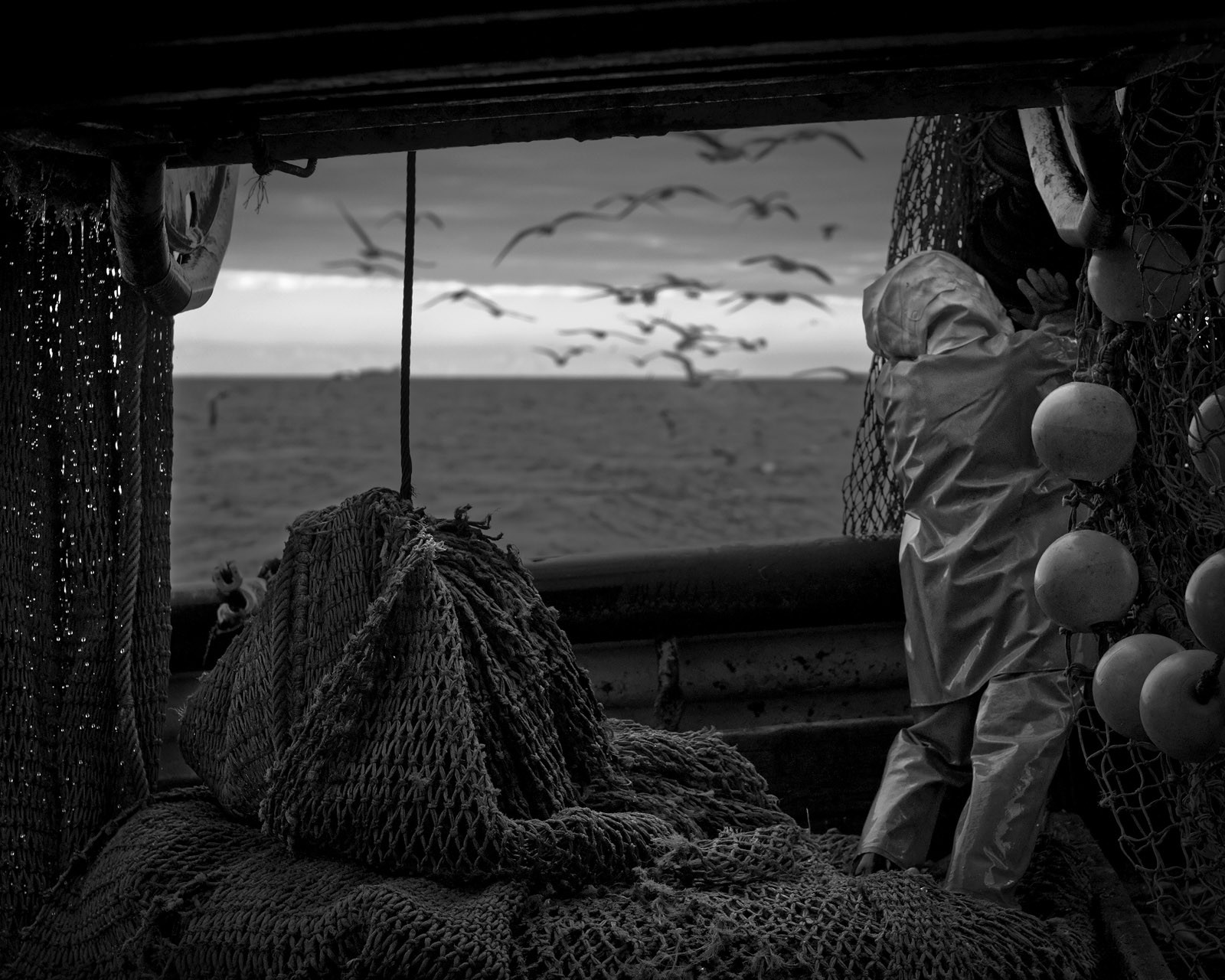 Marin pêcheur.. Deux mots qui suscitent tant de sentiments divers chez les gens de terre... Respect, admiration pour cette liberté, ce courage, mais aussi souvent peur et angoisse. Sont-ils fous ou désepérés pour risquer ainsi leurs vies quotidiennement ? Non, justes passionnés par leur métier, la mer est leur grande histoire d'amour.Le salaire de la peur des forcats de la mer, le journaliste avait raison.Ces photographies réalisées au cours de plusieurs marées à bord du Yannick, chalutier cherbourgeois, vous décrivent l'histoire d'un navire, d'un équipage, d'une famille. Vous embarquez à leurs côtés et découvrez leurs conditions de travail, la tempête, la fatigue, et, au détour d'une image, un sourire.Sophie LeroyDirectice de l'Armement Cherbourgeois
