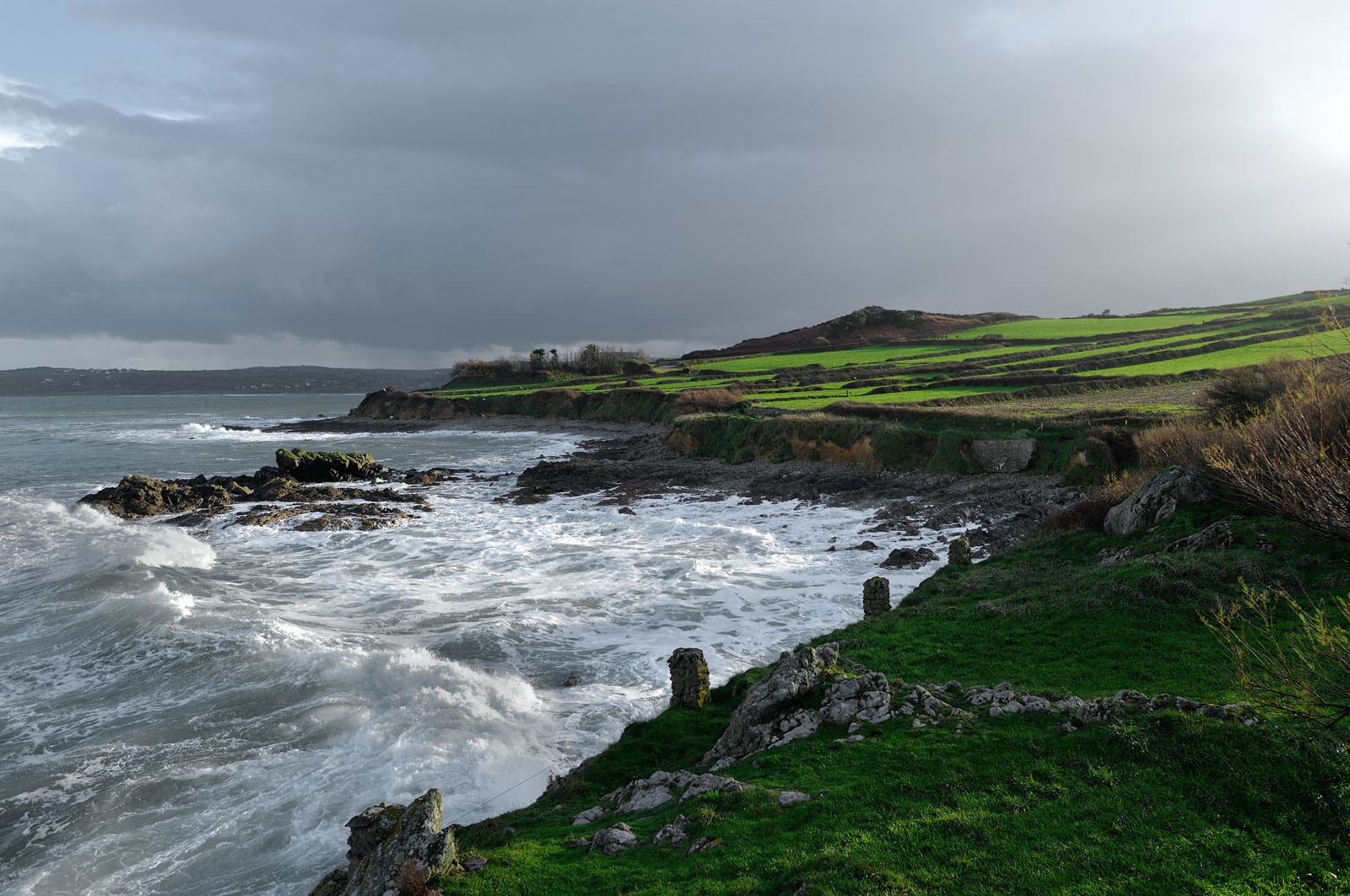 La pointe de JardeheuA l’ouest du Cotentin (Manche), la Hague est une terre de contrastes et de lumières, une région sauvage et préservée. Le mot Hague est un ancien terme dialectal normand. Il est issu du vieux norois qui signifie «enclos, terrain clos».La Hague présente un littoral varié : falaises abruptes (entre Urville-Nacqueville et Omonville-la-Rogue, et entre Auderville et Vauville), au pied desquelles se trouve une succession de baies, grandes plages (Urville-Nacqueville et à Vauville), d'îlots et platiers rocheux (cap de la Hague,pointe de Jardeheu..), des massifs dunaires (Biville), des grèves de galets (Anse Saint-Martin), des marais arrière-littoraux (Mare de Vauville) et des vallons boisés (Hubiland, Sabine…). La côte est également agrémentée de petits ports (Goury, le Houguet, Port Racine, Port du Hâble…) et de mouillages.La péninsule haguaise est principalement un pays de landes et de bocage, à l'intérieur des terres, formées de fougères, bruyères, genêts et ajoncs.