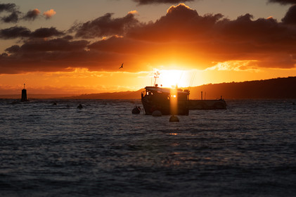 Lever du jour sur le port d'Omonville-la-Rogue