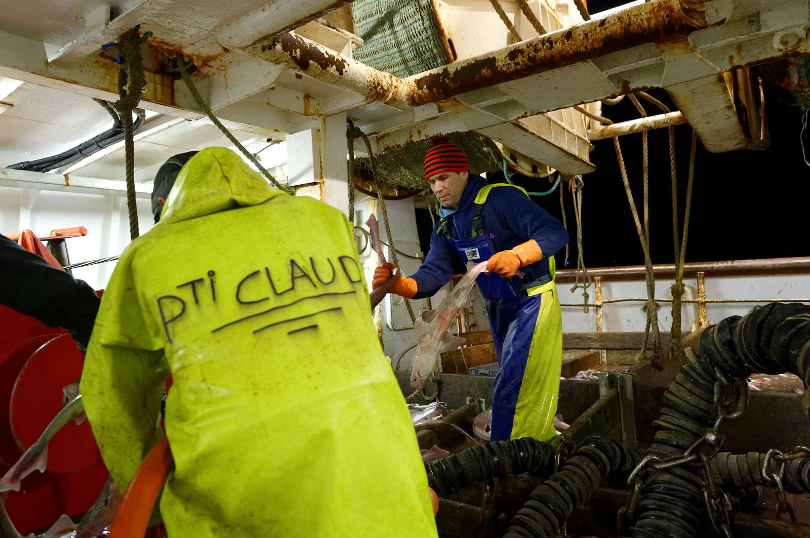 Ce reportage a été réalisé en janvier 2014 à bord du chalutier Marie-Catherine, appartenant à la SARL Armement Cherbourgeois créé en 1999 par Sophie et David LEROY. Cette marée de 7 jours fût assez mouvementée d'une part par la météo très capricieuse, mais également par la difficulté de réaliser les prises de vues. Une sélection de 20 photographies a été présentée lors de la 4ème édition du Festival photo L'Homme et la Mer au Guilvinec (Bretagne) en 2014, ainsi qu'au Musée de Tatihou 'Avis de grand frais (Manche) http:  www.armement-cherbourgeois.fr 