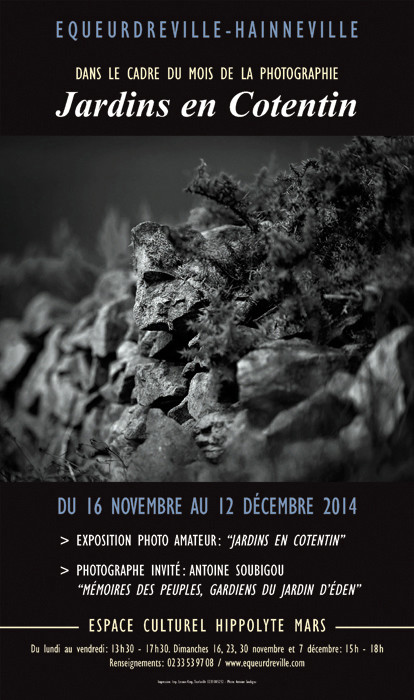 Cette exposition fût présentée lors du mois de la photographie à Equeurdreville (Cotentin) en 2014.Comme un tailleur de pierre, la nature a façonné un monde imaginaire, transformant le paysage en une oeuvre d’art équilibrée et contrôlée. Je n’ai photographié que ceux qui me parlaient, comme des apparitions fantasmagoriques, un clin d’oeil, un frisson, un sourire complice. Libre à vous de découvrir ces formes secrètes, ces visages sculptés par les éléments aux traits parfois révélateurs.