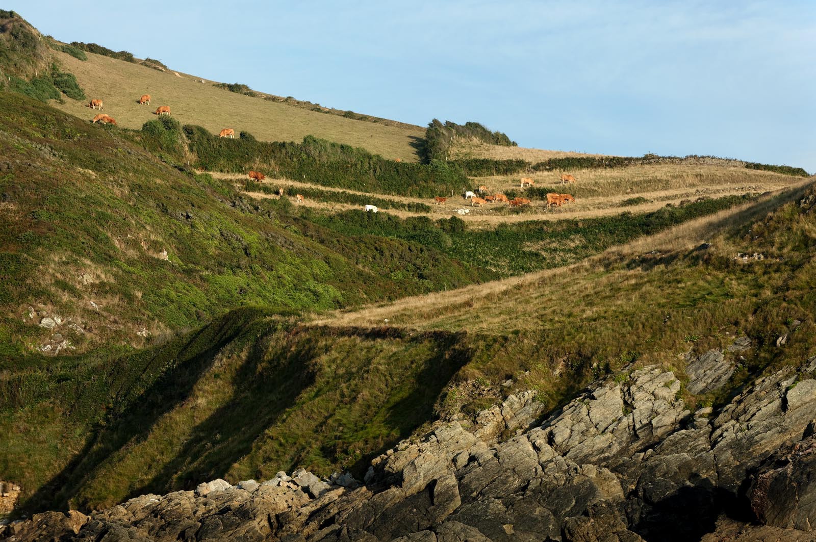 Cette baie bien abritée est une plage de galets et de sable fin, et tire son nom des moulins qui existaient autrefois dans la vallée qui la surplombe (écailler le grain). Les roches de l'anse de Cul Rond figurent parmi les plus anciennes de France : plus de 2 milliards d'années.