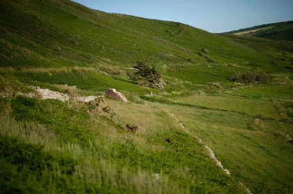 Cette baie bien abritée est une plage de galets et de sable fin, et tire son nom des moulins qui existaient autrefois dans la vallée qui la surplombe (écailler le grain). Les roches de l'anse de Cul Rond figurent parmi les plus anciennes de France : plus de 2 milliards d'années.